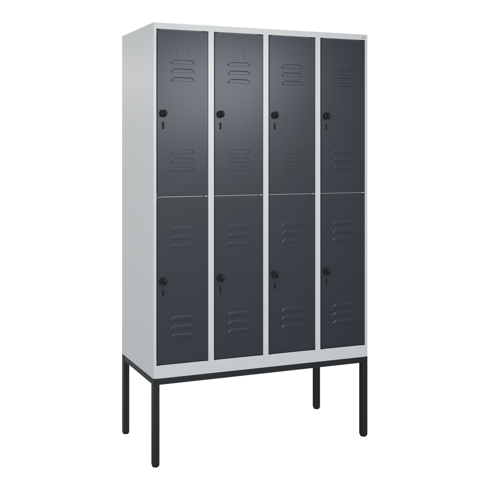 C+P Doppelstock-Spind Classic PLUS, Gestell, 4 Abteile, HxBxT 2.120 x 1.200 x 500 mm, lichtgrau, anthrazitgrau, für Vorhängeschloss, 8 Fächer Produktabbildung Nr. 9: C+P Doppelstock-Spind Classic PLUS, Gestell, 4 Abteile, HxBxT 2.120 x 1.200 x 500 mm, lichtgrau, anthrazitgrau, für Vorhängeschloss, 8 Fächer