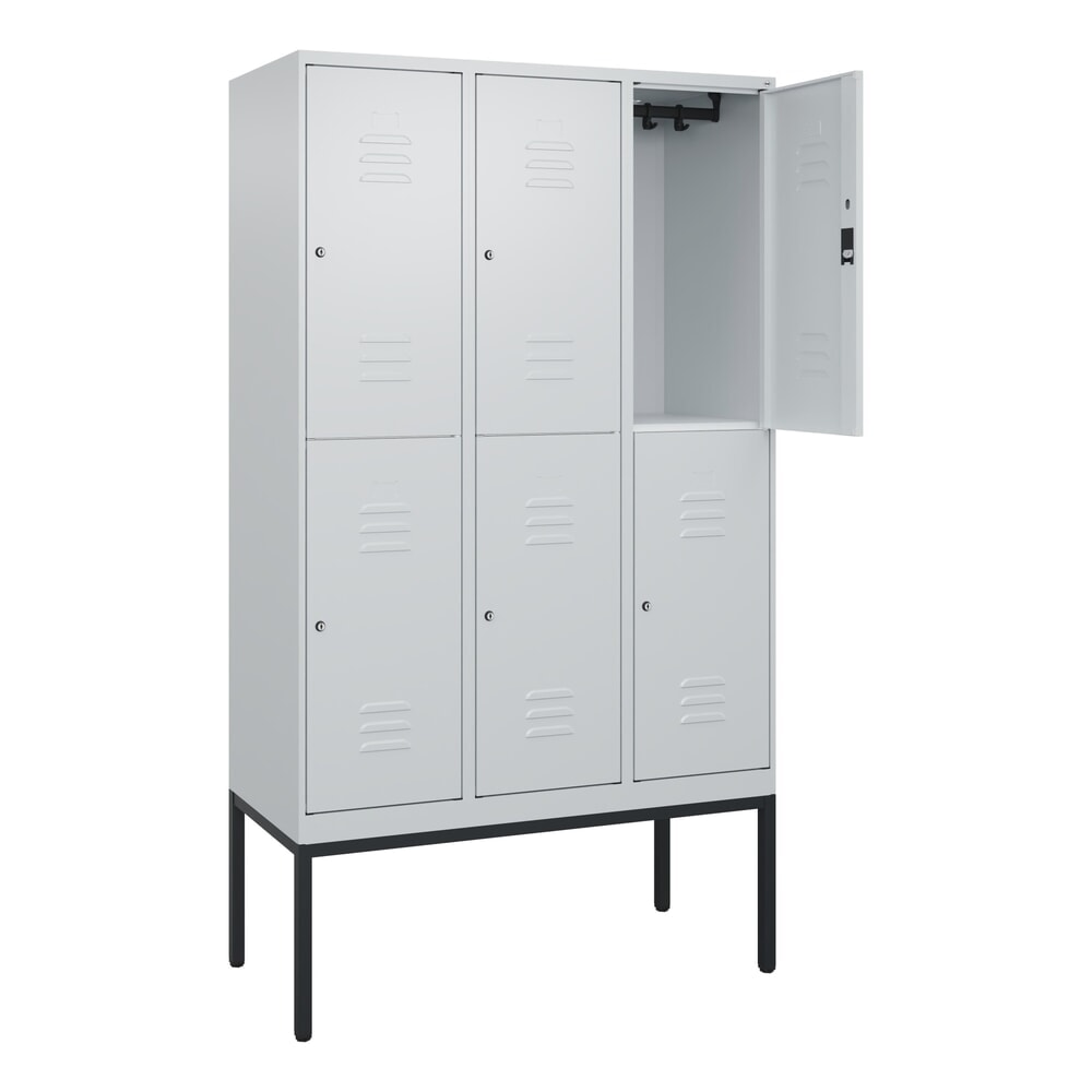 C+P Doppelstock-Spind Classic PLUS, Gestell, 3 Abteile, HxBxT 2.120 x 1.200 x 500 mm, lichtgrau, lichtgrau, Zylinderschloss, 6 Fächer Produktabbildung Nr. 1: C+P Doppelstock-Spind Classic PLUS, Gestell, 3 Abteile, HxBxT 2.120 x 1.200 x 500 mm, lichtgrau, lichtgrau, Zylinderschloss, 6 Fächer