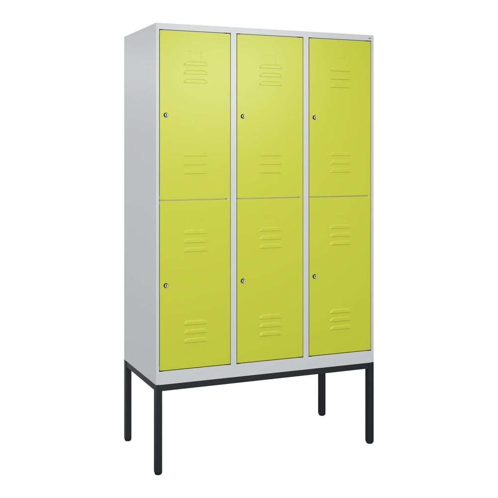 C+P Doppelstock-Spind Classic PLUS, Gestell, 3 Abteile, HxBxT 2.120 x 1.200 x 500 mm, lichtgrau, clowngrün, Zylinderschloss, 6 Fächer Produktabbildung Nr. 9: C+P Doppelstock-Spind Classic PLUS, Gestell, 3 Abteile, HxBxT 2.120 x 1.200 x 500 mm, lichtgrau, clowngrün, Zylinderschloss, 6 Fächer