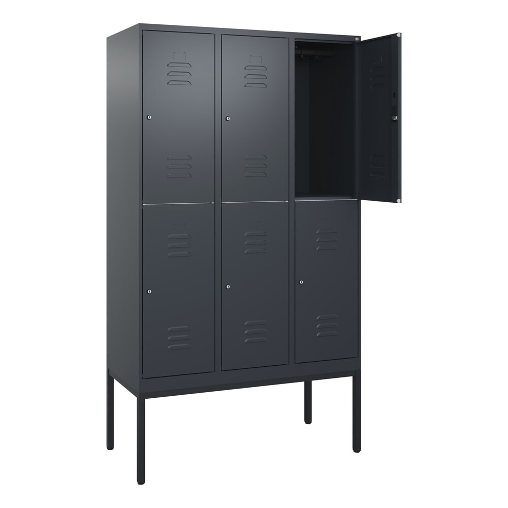 C+P Doppelstock-Spind Classic PLUS, Gestell, 3 Abteile, HxBxT 2.120 x 1.200 x 500 mm, anthrazitgrau, anthrazitgrau, Zylinderschloss, 6 Fächer Produktabbildung Nr. 1: C+P Doppelstock-Spind Classic PLUS, Gestell, 3 Abteile, HxBxT 2.120 x 1.200 x 500 mm, anthrazitgrau, anthrazitgrau, Zylinderschloss, 6 Fächer