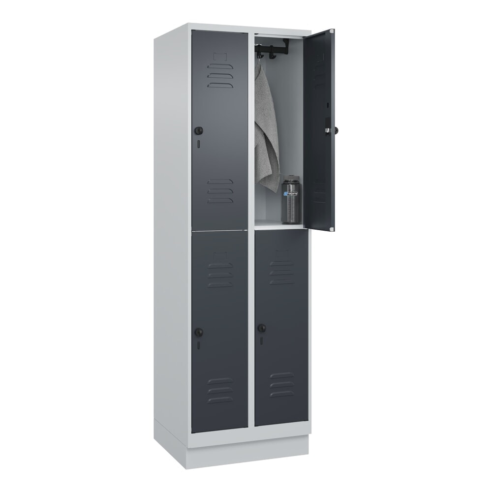 Produktabbildung Nr. 10: C+P Doppelstock-Spind Classic PLUS, Sockel, 2 Abteile, HxBxT 1.950 x 600 x 500 mm, lichtgrau, anthrazitgrau, 4 Fächer, für Vorhängeschloss