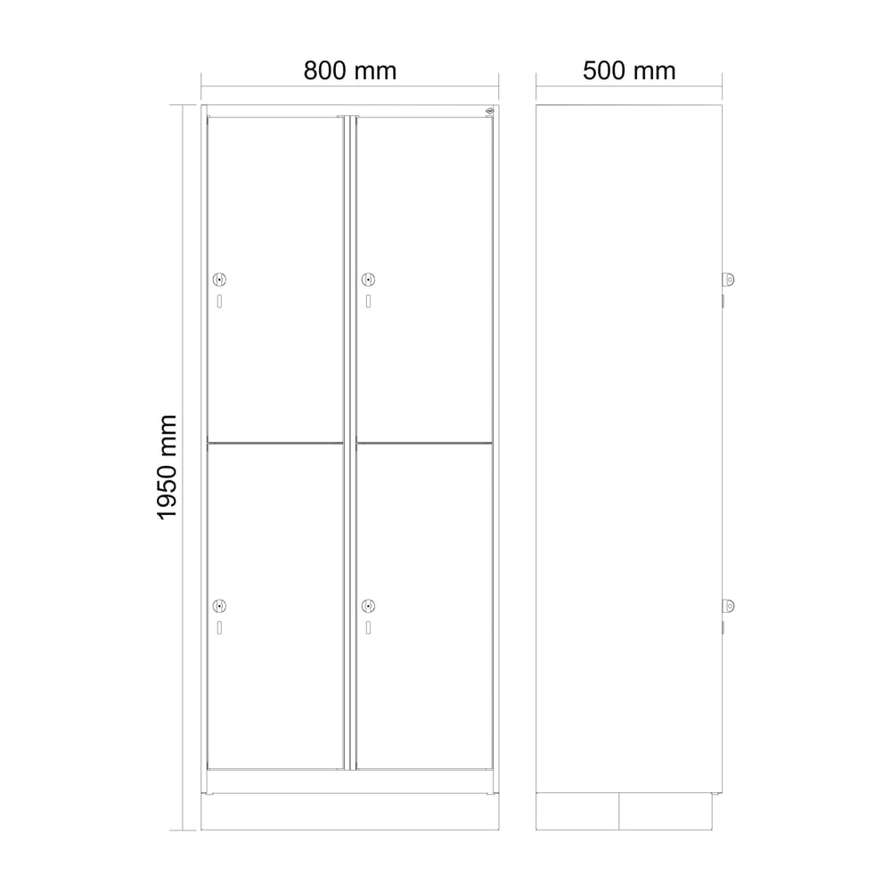 Produktabbildung Nr. 8: C+P Doppelstock-Spind Classic PLUS, Sockel, 2 Abteile, HxBxT 1.950 x 800 x 500 mm, lichtgrau, enzianblau, 4 Fächer, für Vorhängeschloss