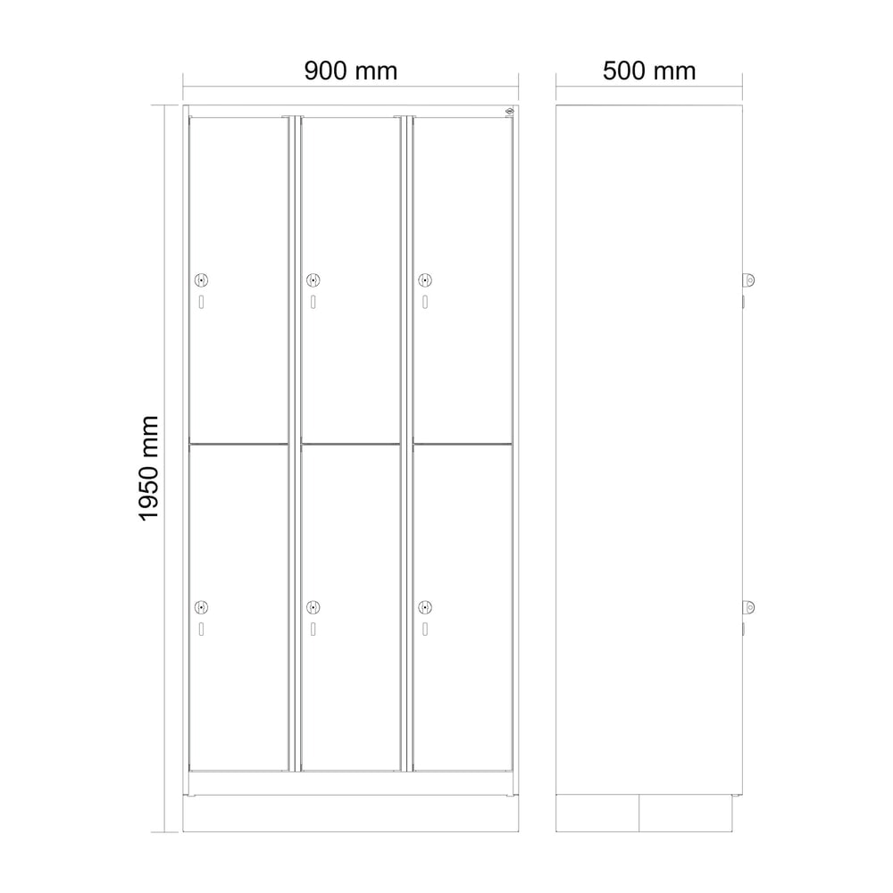 C+P Doppelstock-Spind Classic PLUS, Sockel, 3 Abteile, HxBxT 1.950 x 900 x 500 mm, anthrazitgrau, anthrazitgrau, 6 Fächer, für Vorhängeschloss Produktabbildung Nr. 8: C+P Doppelstock-Spind Classic PLUS, Sockel, 3 Abteile, HxBxT 1.950 x 900 x 500 mm, anthrazitgrau, anthrazitgrau, 6 Fächer, für Vorhängeschloss