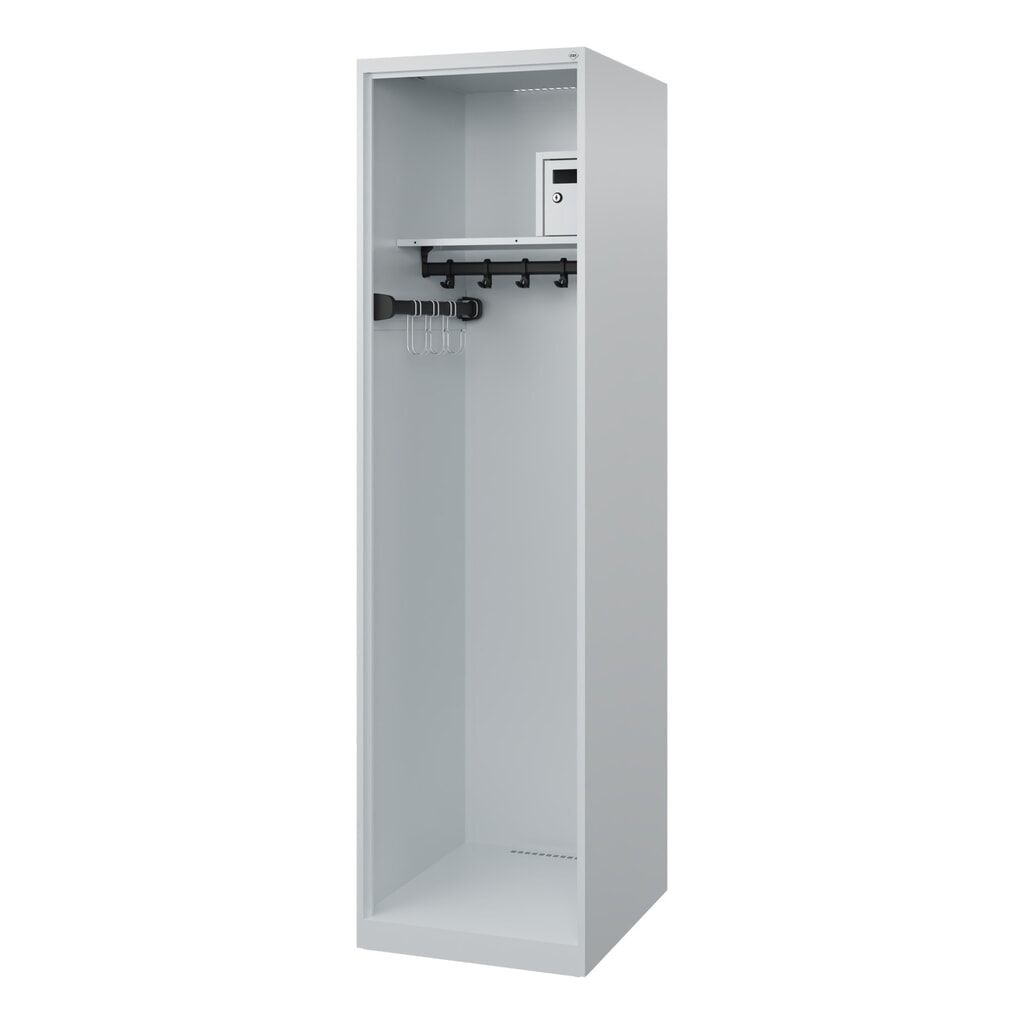 C+P Feuerwehrspind FLEXO, Bodengleiter, 1 Abteil, HxBxT 1.850 x 500 x 600 mm, lichtgrau Produktabbildung: C+P Feuerwehrspind FLEXO, Bodengleiter, 1 Abteil, HxBxT 1.850 x 500 x 600 mm, lichtgrau
