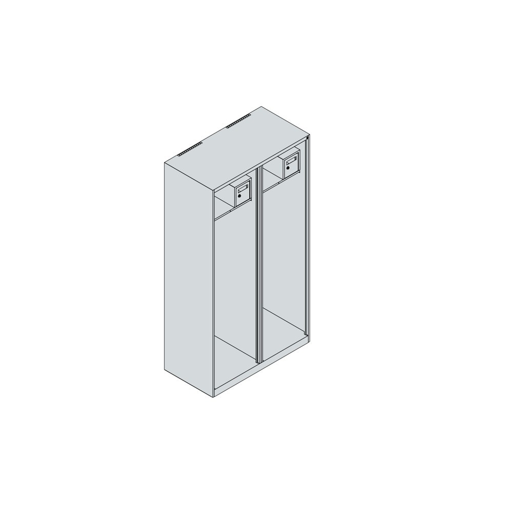Produktabbildung Nr. 4: C+P Feuerwehrspind FLEXO, Bodengleiter, 2 Abteile, HxBxT 1.850 x 1.000 x 500 mm, lichtgrau, mit Helmhalter