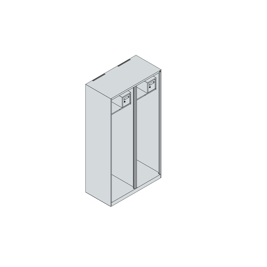 C+P Feuerwehrspind FLEXO, Bodengleiter, 2 Abteile, HxBxT 1.850 x 1.000 x 500 mm, lichtgrau Produktabbildung Nr. 4: C+P Feuerwehrspind FLEXO, Bodengleiter, 2 Abteile, HxBxT 1.850 x 1.000 x 500 mm, lichtgrau