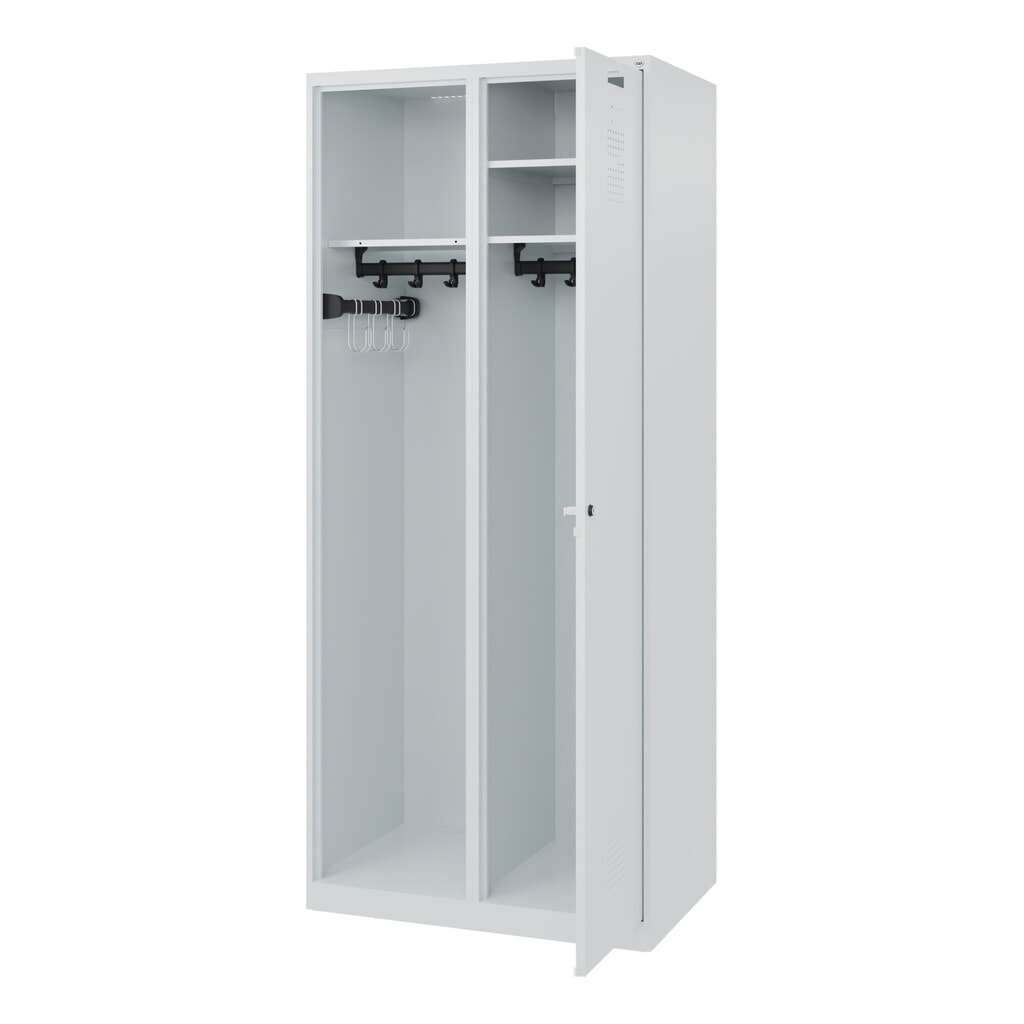 Produktabbildung: C+P Feuerwehrspind KOMBI, Bodengleiter, 1 Abteil, HxBxT 1.850 x 800 x 500 mm, lichtgrau