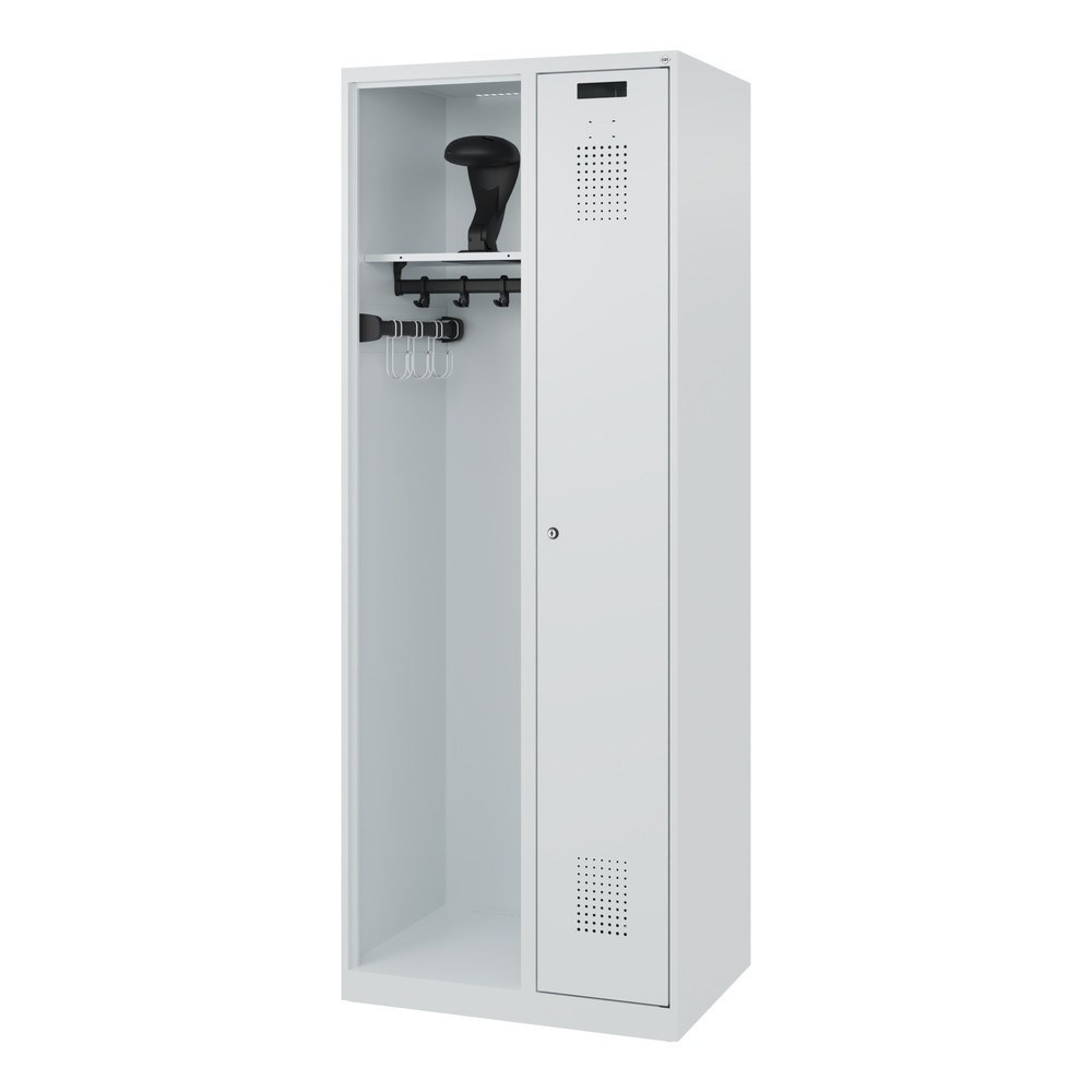 Produktabbildung Nr. 5: C+P Feuerwehrspind KOMBI, Bodengleiter, 1 Abteil, HxBxT 1.850 x 700 x 500 mm, lichtgrau, mit Helmhalter
