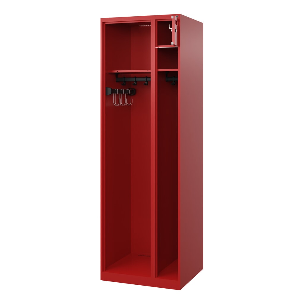 Produktabbildung: C+P Feuerwehrspind KOMBI Open, Bodengleiter, 1 Abteil, HxBxT 1.850 x 600 x 500 mm, feuerrot