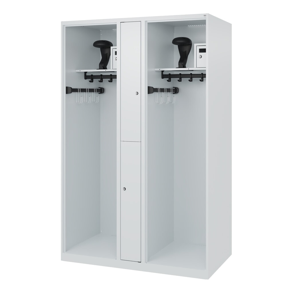 Produktabbildung Nr. 5: C+P Feuerwehrspind MAXI, Bodengleiter, HxBxT 1.850 x 1.200 x 600 mm, lichtgrau, mit Helmhalter
