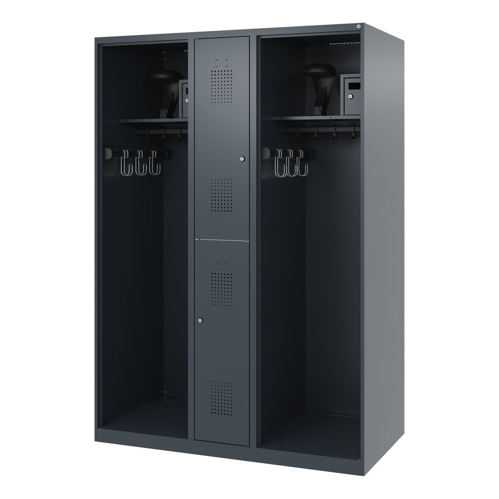 Produktabbildung Nr. 5: C+P Feuerwehrspind MAXI, Bodengleiter, HxBxT 1.850 x 1.300 x 600 mm, anthrazitgrau, mit Helmhalter
