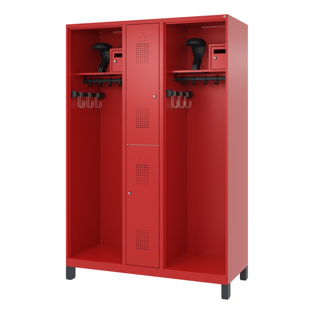Produktabbildung Nr. 5: C+P Feuerwehrspind MAXI, Füße, HxBxT 1.850 x 1.300 x 500 mm, feuerrot, mit Helmhalter