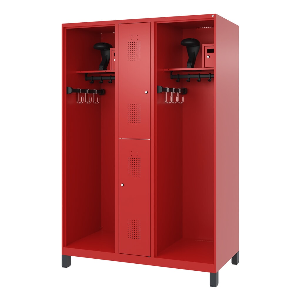 C+P Feuerwehrspind MAXI, Füße, HxBxT 1.850 x 1.300 x 600 mm, feuerrot, mit Helmhalter Produktabbildung Nr. 5: C+P Feuerwehrspind MAXI, Füße, HxBxT 1.850 x 1.300 x 600 mm, feuerrot, mit Helmhalter