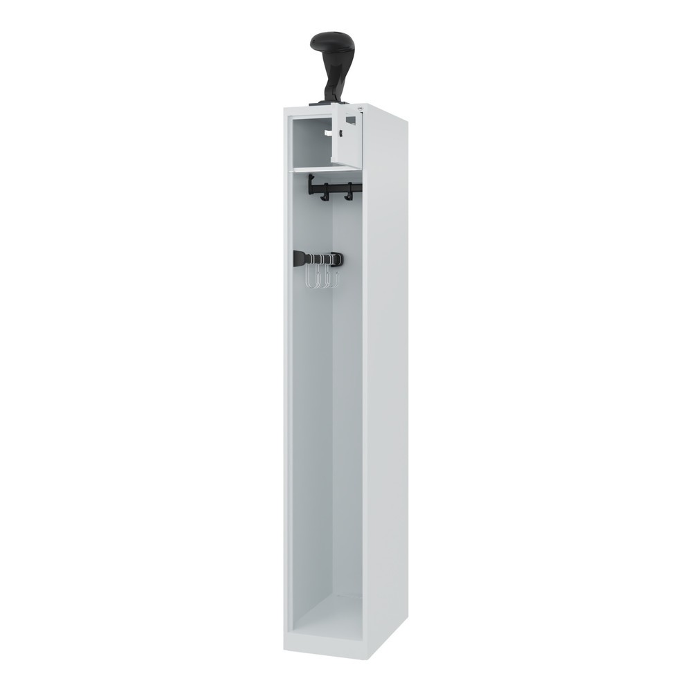 Produktabbildung Nr. 1: C+P Feuerwehrspind PRAKTUS, Bodengleiter, 1 Abteil, HxBxT 1.850 x 300 x 500 mm, lichtgrau, mit Helmhalter