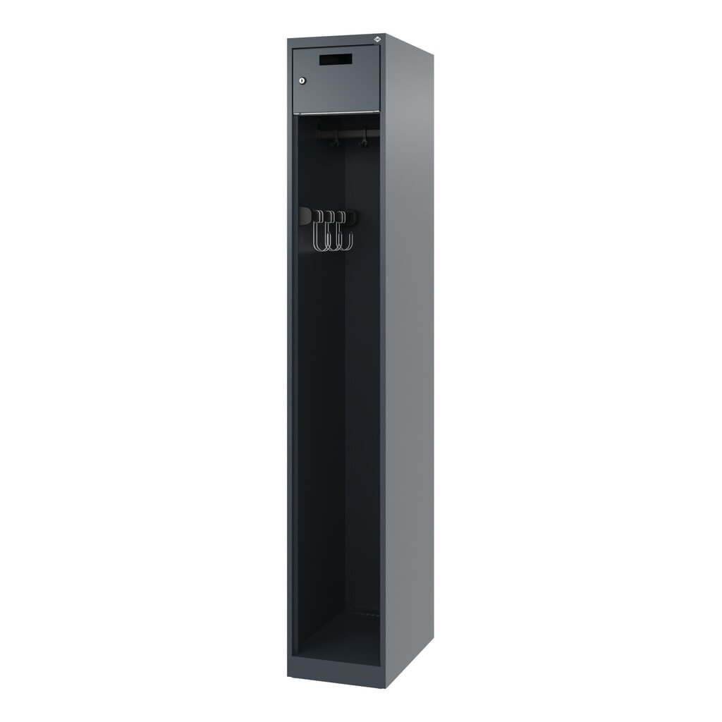 Produktabbildung Nr. 5: C+P Feuerwehrspind PRAKTUS, Bodengleiter, 1 Abteil, HxBxT 1.850 x 300 x 500 mm, anthrazitgrau