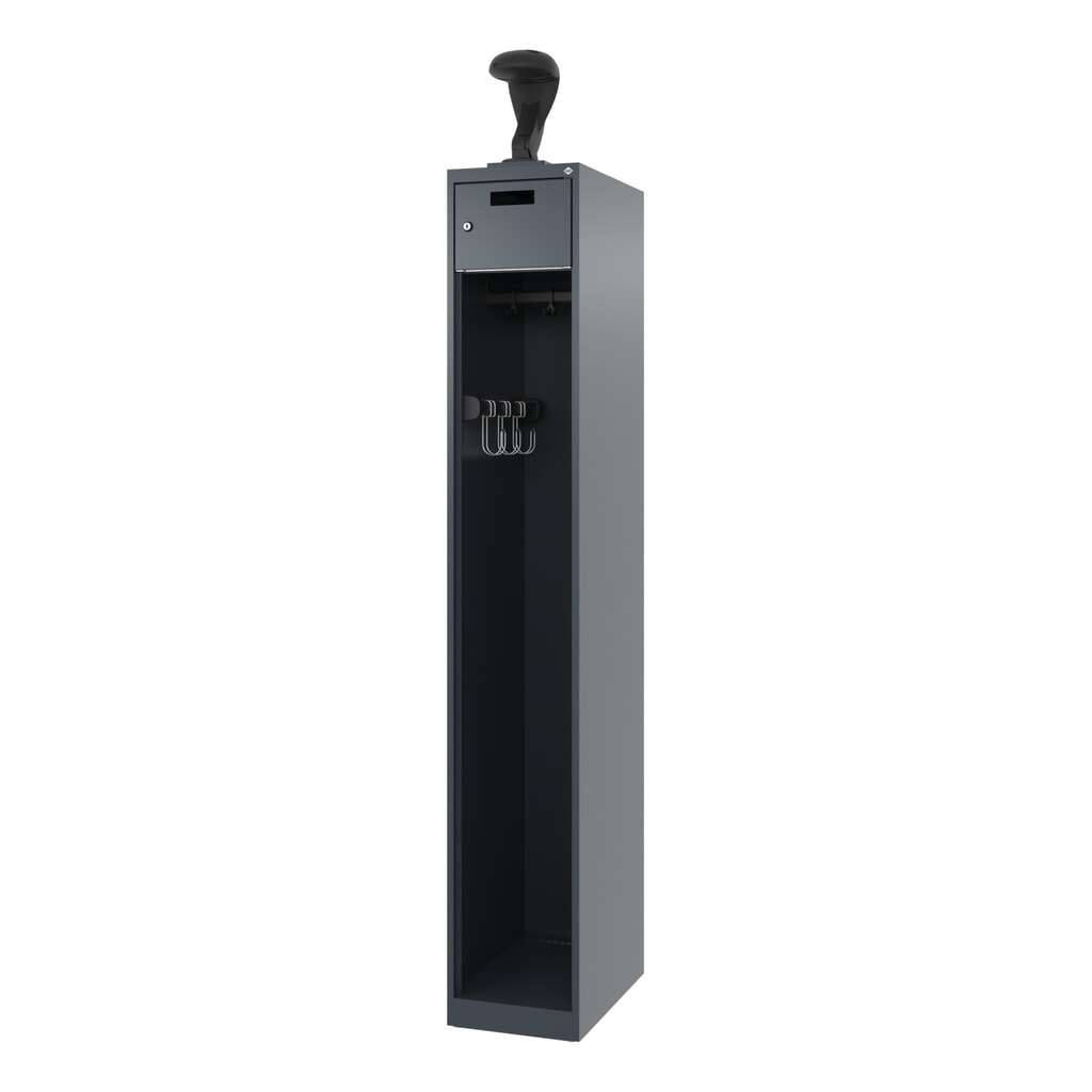 Produktabbildung Nr. 5: C+P Feuerwehrspind PRAKTUS, Bodengleiter, 1 Abteil, HxBxT 1.850 x 300 x 500 mm, anthrazitgrau, mit Helmhalter