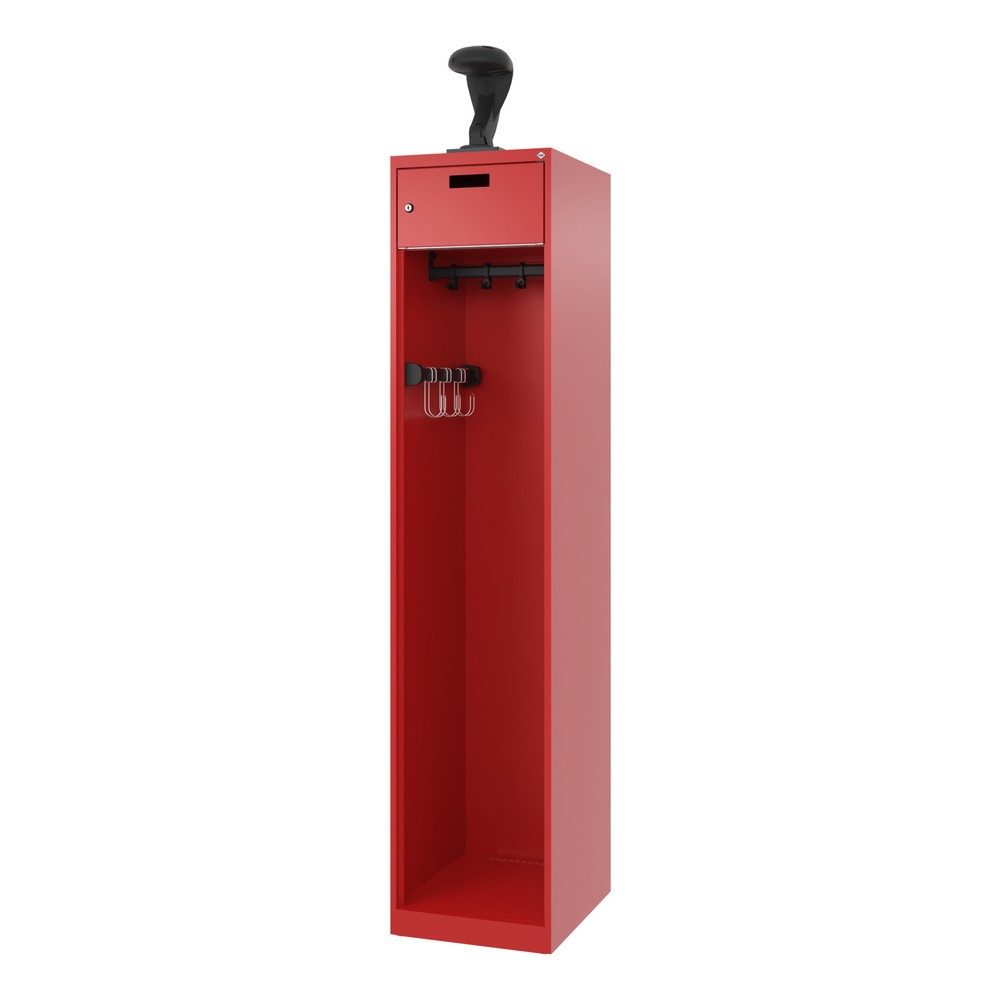 Produktabbildung Nr. 5: C+P Feuerwehrspind PRAKTUS, Bodengleiter, 1 Abteil, HxBxT 1.850 x 400 x 500 mm, feuerrot, mit Helmhalter