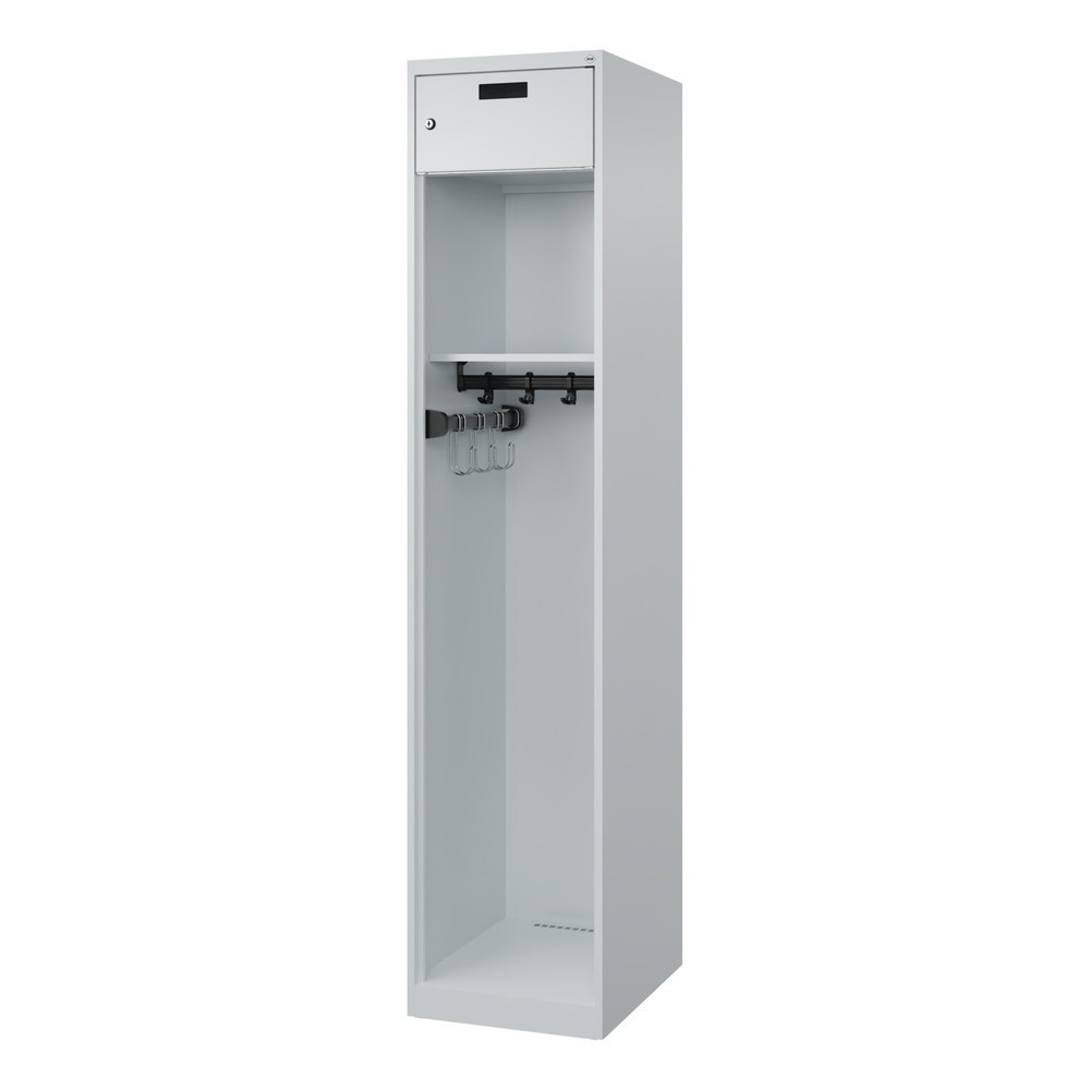 Produktabbildung Nr. 4: C+P Feuerwehrspind PRAKTUS, Bodengleiter, 1 Abteil, HxBxT 1.850 x 400 x 500 mm, lichtgrau, verkürzter Helmboden
