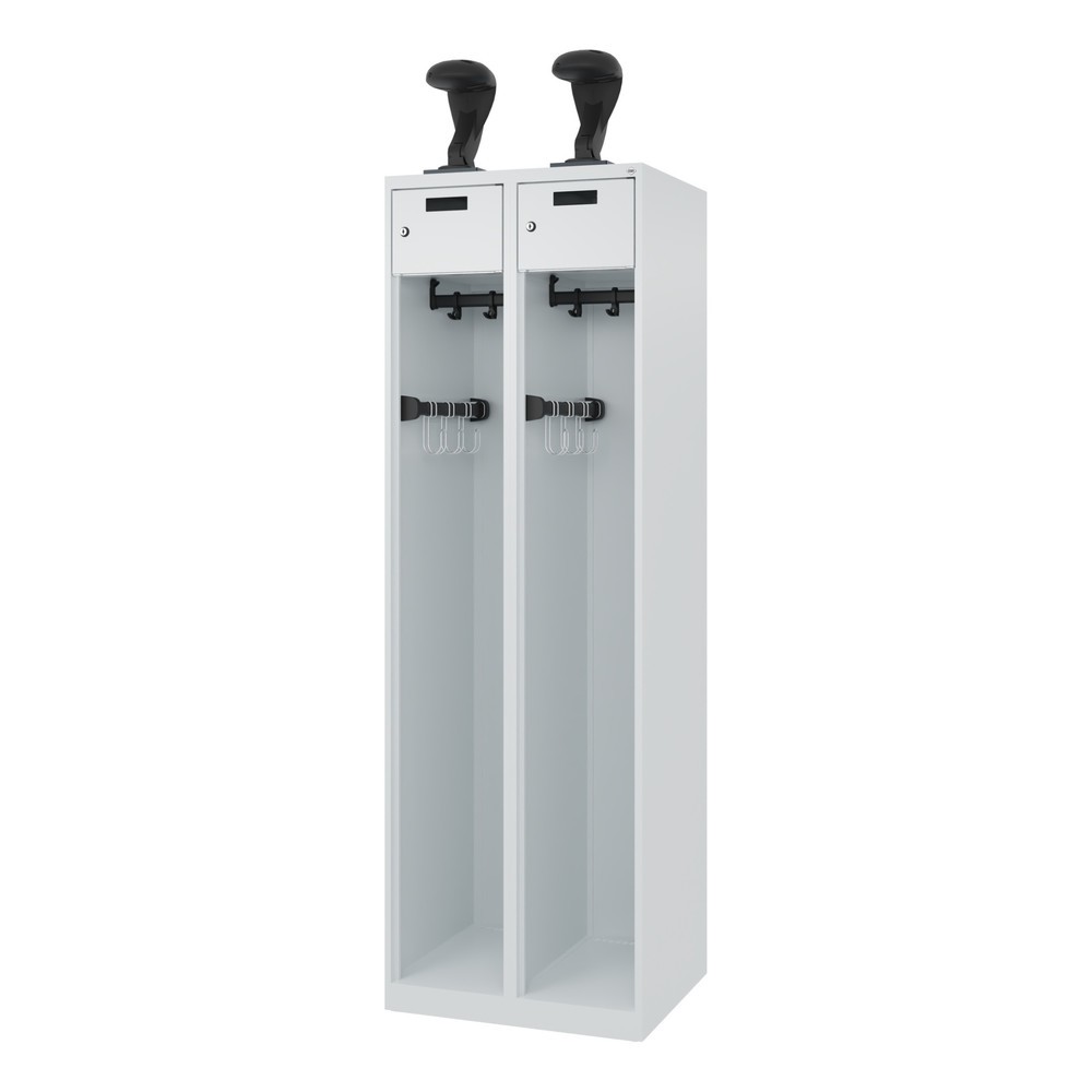 Produktabbildung Nr. 5: C+P Feuerwehrspind PRAKTUS, Bodengleiter, 2 Abteile, HxBxT 1.850 x 600 x 500 mm, lichtgrau, mit Helmhalter