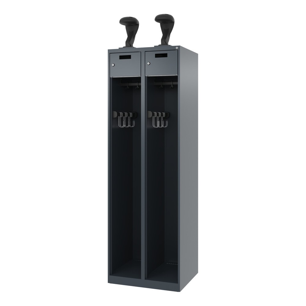 Produktabbildung Nr. 5: C+P Feuerwehrspind PRAKTUS, Bodengleiter, 2 Abteile, HxBxT 1.850 x 600 x 500 mm, anthrazitgrau, mit Helmhalter