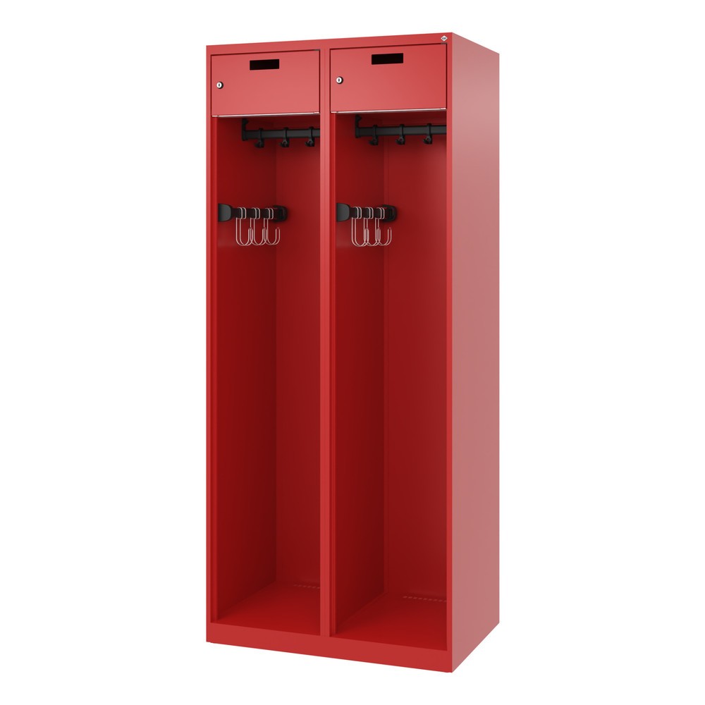 Produktabbildung Nr. 5: C+P Feuerwehrspind PRAKTUS, Bodengleiter, 2 Abteile, HxBxT 1.850 x 800 x 500 mm, feuerrot