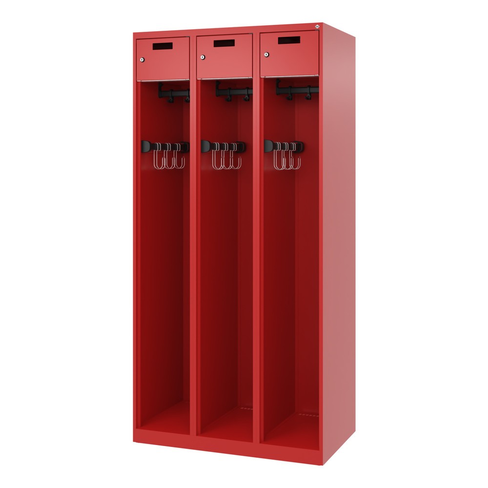 Produktabbildung Nr. 5: C+P Feuerwehrspind PRAKTUS, Bodengleiter, 3 Abteile, HxBxT 1.850 x 900 x 500 mm, feuerrot