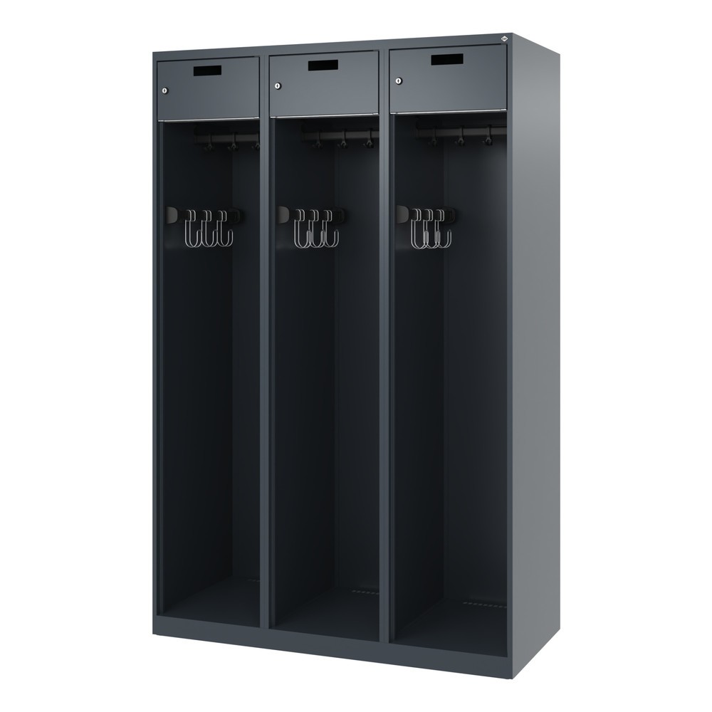 Produktabbildung Nr. 5: C+P Feuerwehrspind PRAKTUS, Bodengleiter, 3 Abteile, HxBxT 1.850 x 1.200 x 500 mm, anthrazitgrau