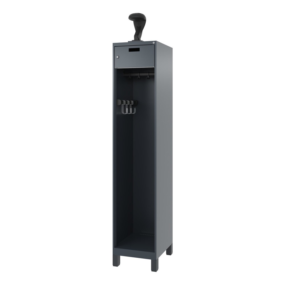 Produktabbildung Nr. 5: C+P Feuerwehrspind PRAKTUS, Füße, 1 Abteil, HxBxT 1.850 x 400 x 500 mm, anthrazitgrau, mit Helmhalter