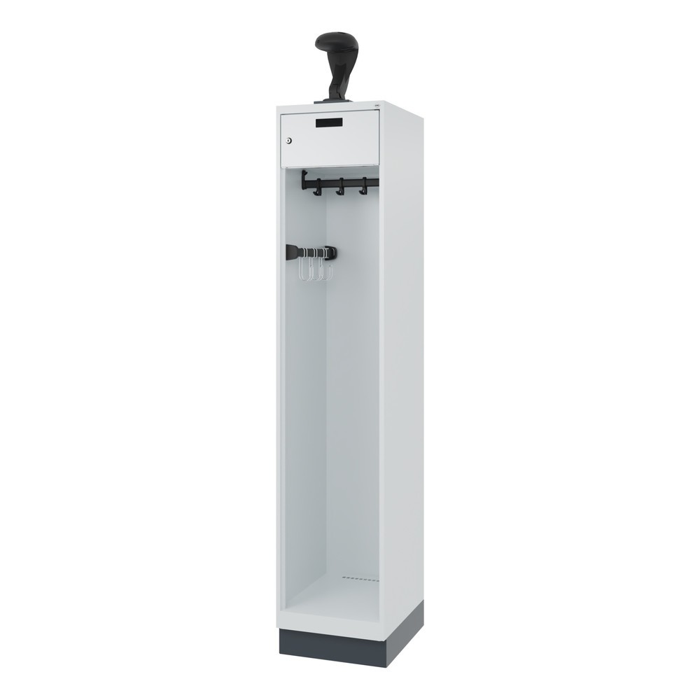 Produktabbildung Nr. 5: C+P Feuerwehrspind PRAKTUS, Sokel, 1 Abteil, HxBxT 1.850 x 400 x 500 mm, lichtgrau, mit Helmhalter