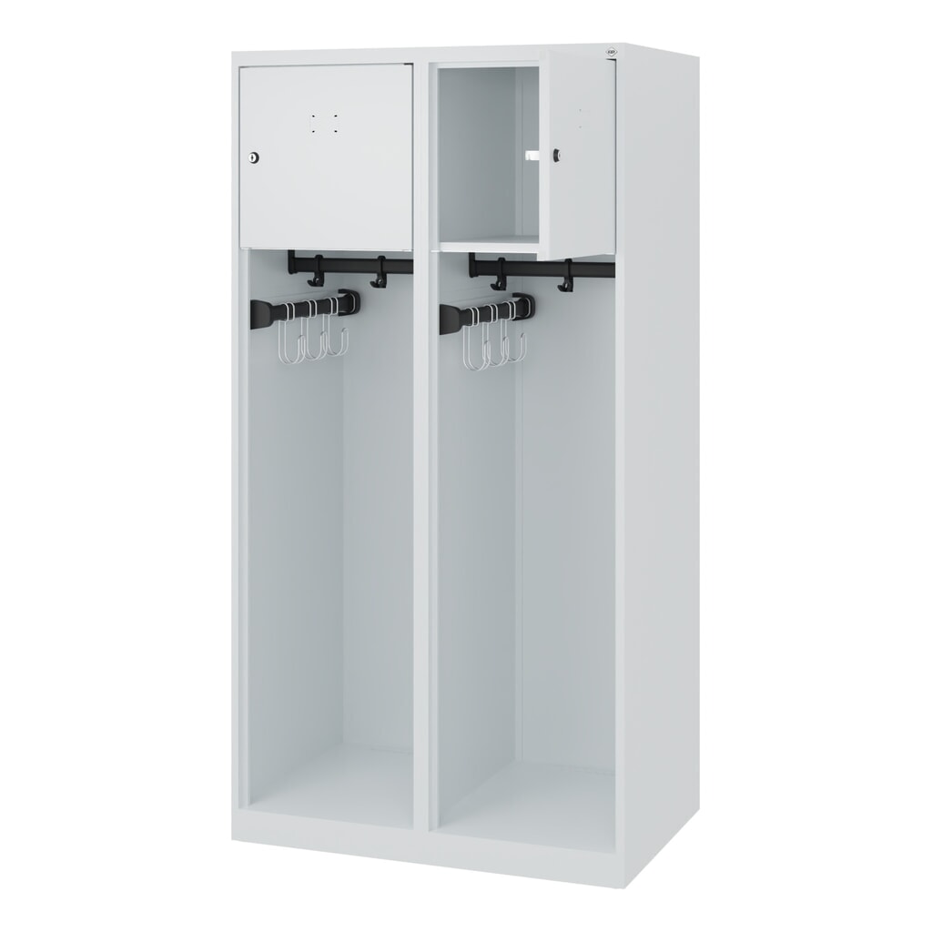 Produktabbildung: C+P Feuerwehrspind YOUNGSTER, Bodengleiter, 2 Abteile, HxBxT 1.530 x 800 x 500 mm, lichtgrau