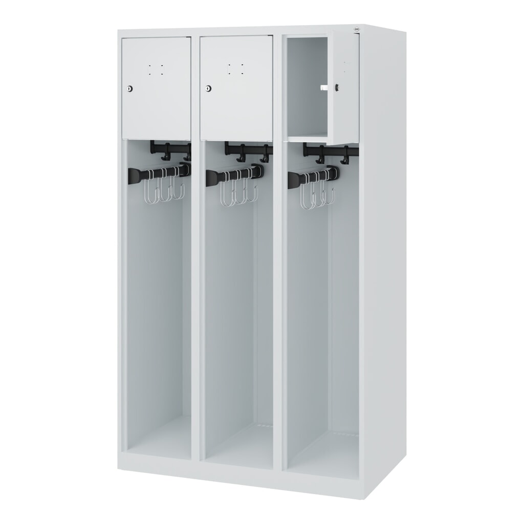 C+P Feuerwehrspind YOUNGSTER, Bodengleiter, 3 Abteile, HxBxT 1.530 x 900 x 500 mm, lichtgrau Produktabbildung: C+P Feuerwehrspind YOUNGSTER, Bodengleiter, 3 Abteile, HxBxT 1.530 x 900 x 500 mm, lichtgrau