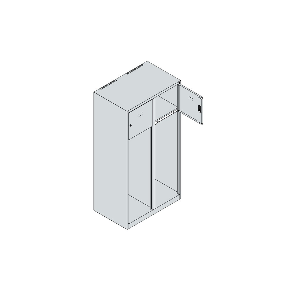 Produktabbildung Nr. 4: C+P Feuerwehrspind YOUNGSTER, Bodengleiter, 2 Abteile, HxBxT 1.530 x 800 x 500 mm, lichtgrau, mit Helmhalter