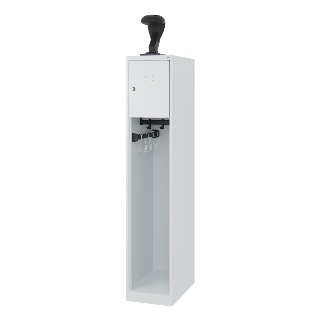 Produktabbildung Nr. 5: C+P Feuerwehrspind YOUNGSTER, Bodengleiter, 1 Abteil, HxBxT 1.530 x 300 x 500 mm, lichtgrau, mit Helmhalter