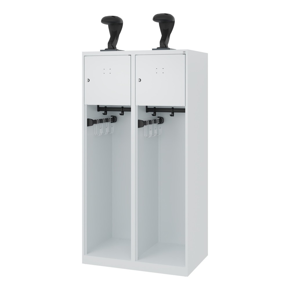 Produktabbildung Nr. 5: C+P Feuerwehrspind YOUNGSTER, Bodengleiter, 2 Abteile, HxBxT 1.530 x 800 x 500 mm, lichtgrau, mit Helmhalter