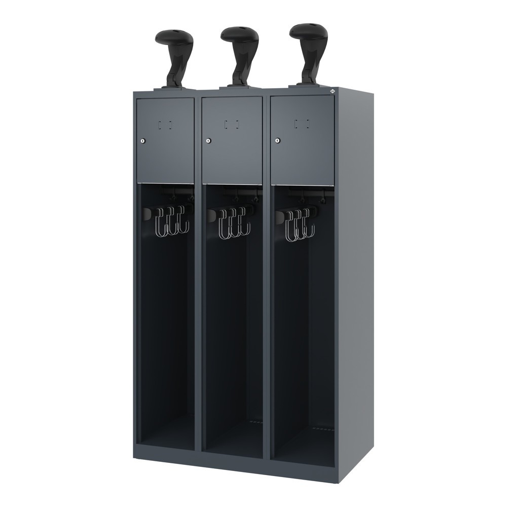 Produktabbildung Nr. 5: C+P Feuerwehrspind YOUNGSTER, Bodengleiter, 3 Abteile, HxBxT 1.530 x 900 x 500 mm, anthrazitgrau, mit Helmhalter