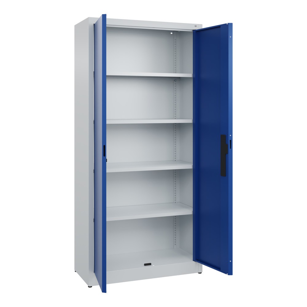 Produktabbildung Nr. 4: C+P Flügeltürenschrank, 5 OH, HxBxT 1.950 x 930 x 400 mm, lichtgrau, enzianblau