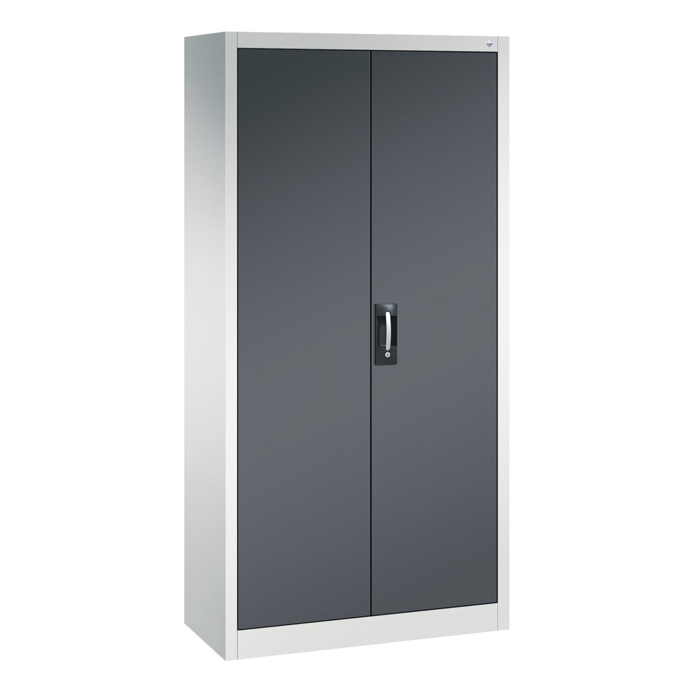 Produktabbildung: C+P Flügeltürenschrank mit 21 Fächern, HxBxT 1.950 x 930 x 400 mm, lichtgrau, schwarzgrau