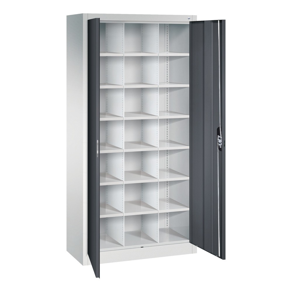 Produktabbildung Nr. 3: C+P Flügeltürenschrank mit 21 Fächern, HxBxT 1.950 x 930 x 400 mm, lichtgrau, schwarzgrau