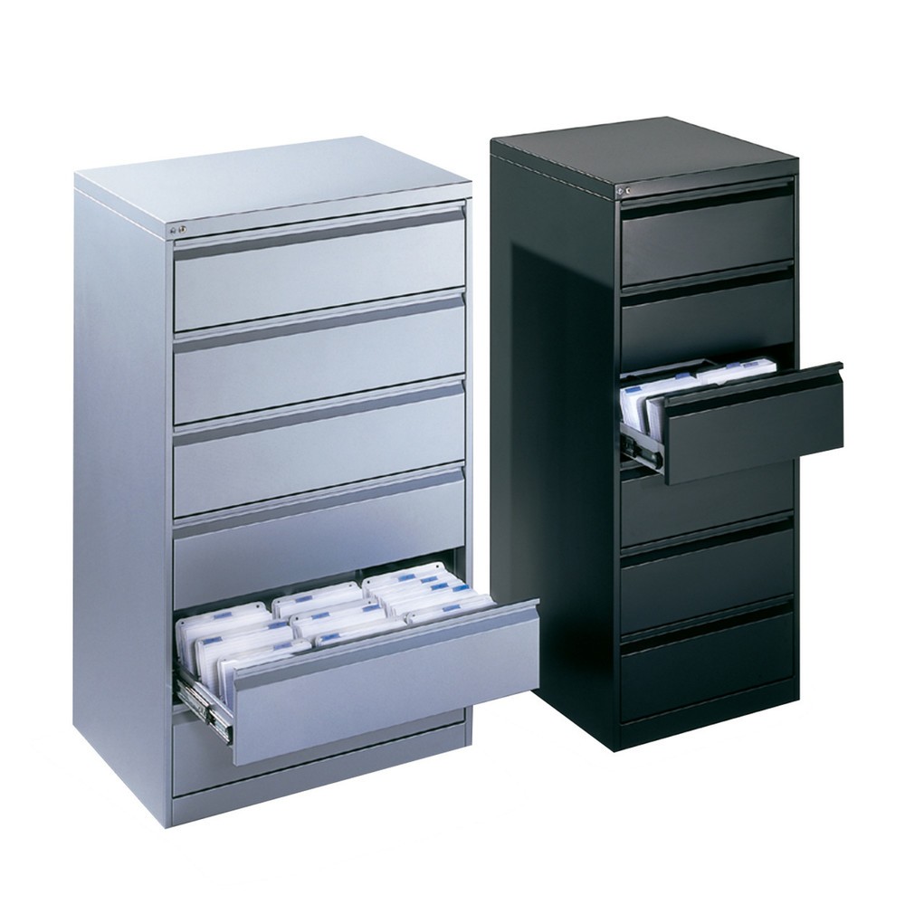 Produktabbildung Nr. 1: C+P Karteikartenschrank Office, DIN A5 quer, 3-bahnig, 6 Schubladen, lichtgrau