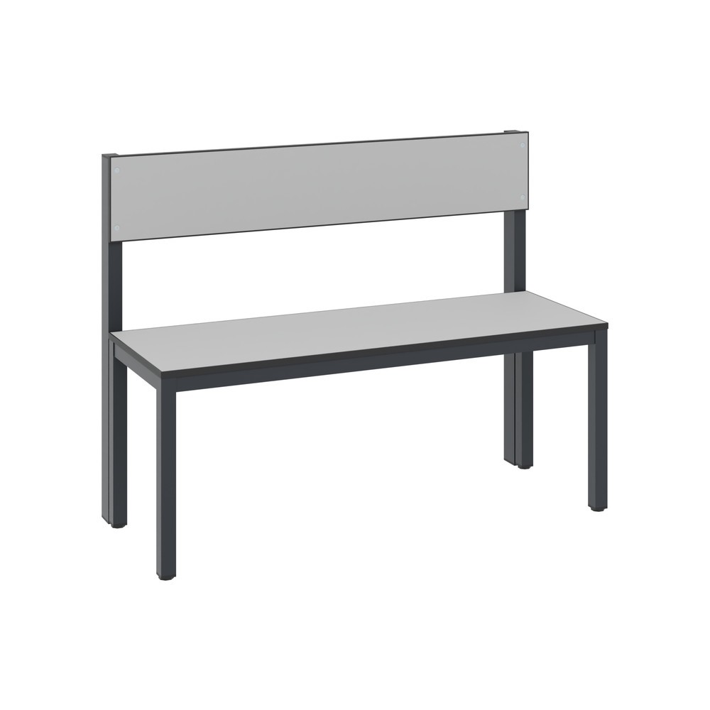 Product afbeelding: C+P kleedkamerbank Basic Plus, lengte 1.000 mm, eenzijdig, met rugleuning, zwartgrijs/zilvergrijs