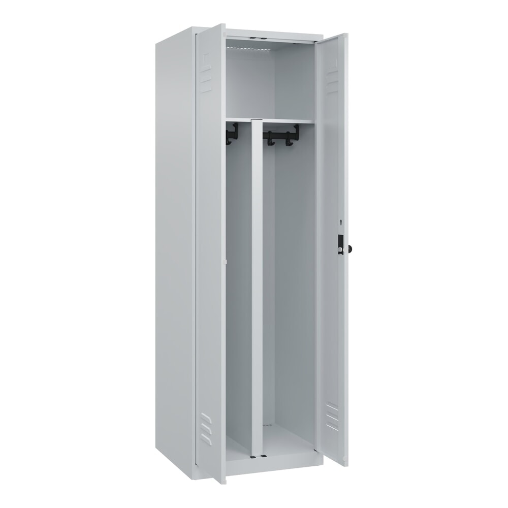 Produktabbildung: C+P PSA Doppel-Spind Classic PLUS, 2 Abteile, HxBxT 1.850 x 600 x 500 mm, lichtgrau, lichtgrau, für Vorhängeschloss