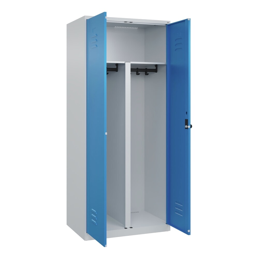 Produktabbildung Nr. 1: C+P PSA Doppel-Spind Classic PLUS, 2 Abteile, HxBxT 1.850 x 800 x 500 mm, lichtgrau, lichtblau, für Vorhängeschloss