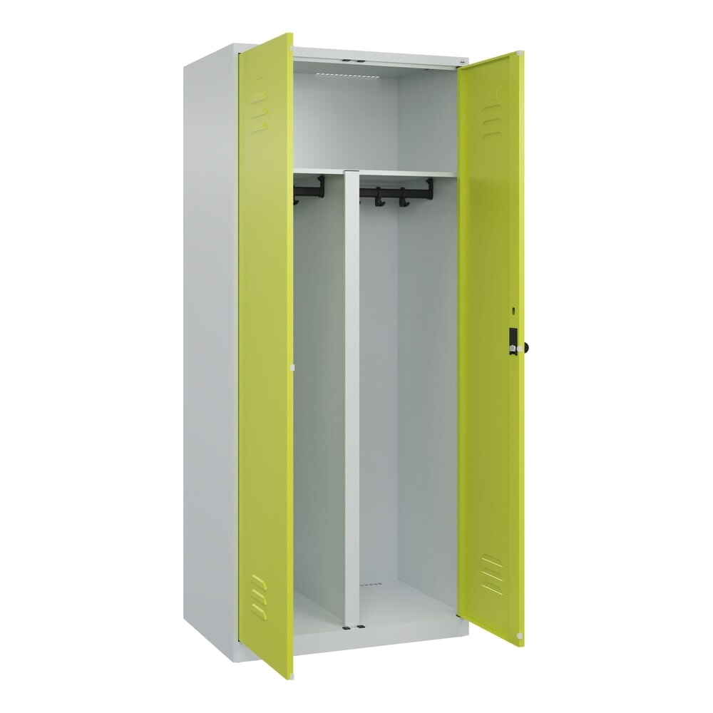 Produktabbildung Nr. 1: C+P PSA Doppel-Spind Classic PLUS, 2 Abteile, HxBxT 1.850 x 800 x 500 mm, lichtgrau, clowngrün, für Vorhängeschloss