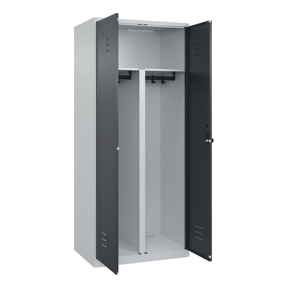 Produktabbildung Nr. 1: C+P PSA Doppel-Spind Classic PLUS, 2 Abteile, HxBxT 1.850 x 800 x 500 mm, lichtgrau, anthrazitgrau, für Vorhängeschloss