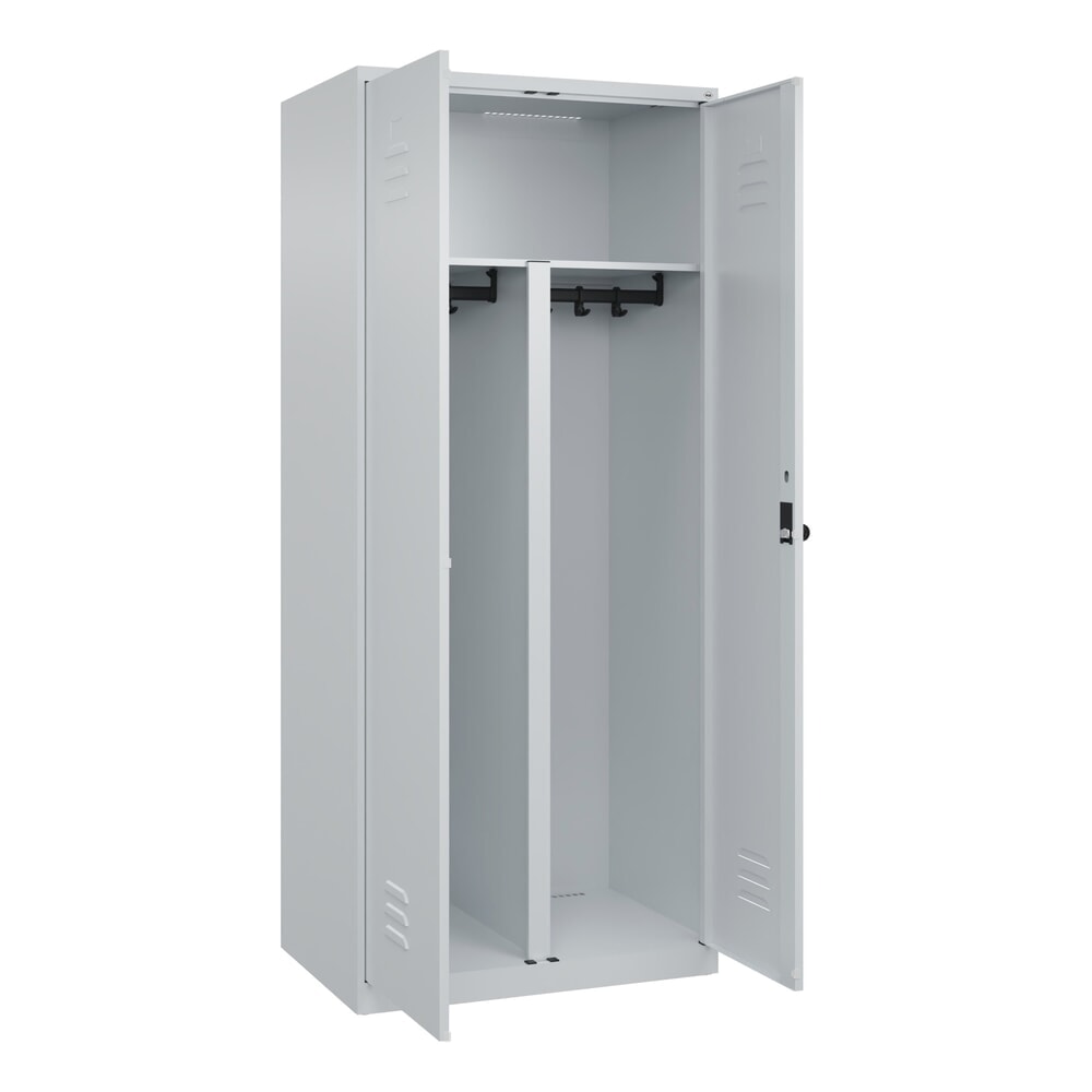 Produktabbildung Nr. 1: C+P PSA Doppel-Spind Classic PLUS, 2 Abteile, HxBxT 1.850 x 800 x 500 mm, lichtgrau, lichtgrau, für Vorhängeschloss