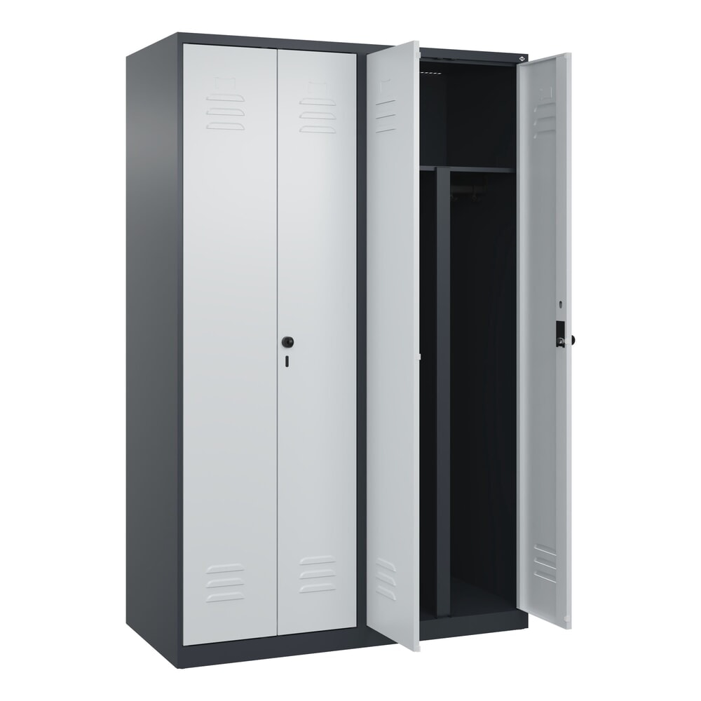 Produktabbildung Nr. 1: C+P PSA Doppel-Spind Classic PLUS, 4 Abteile, HxBxT 1.850 x 1.200 x 500 mm, anthrazitgrau, lichtgrau, für Vorhängeschloss