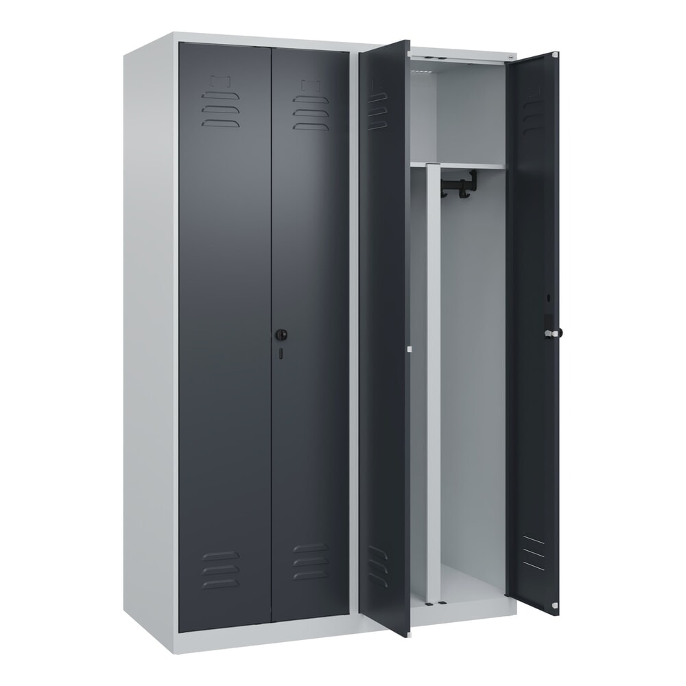 Produktabbildung Nr. 1: C+P PSA Doppel-Spind Classic PLUS, 4 Abteile, HxBxT 1.850 x 1.200 x 500 mm, lichtgrau, anthrazitgrau, für Vorhängeschloss