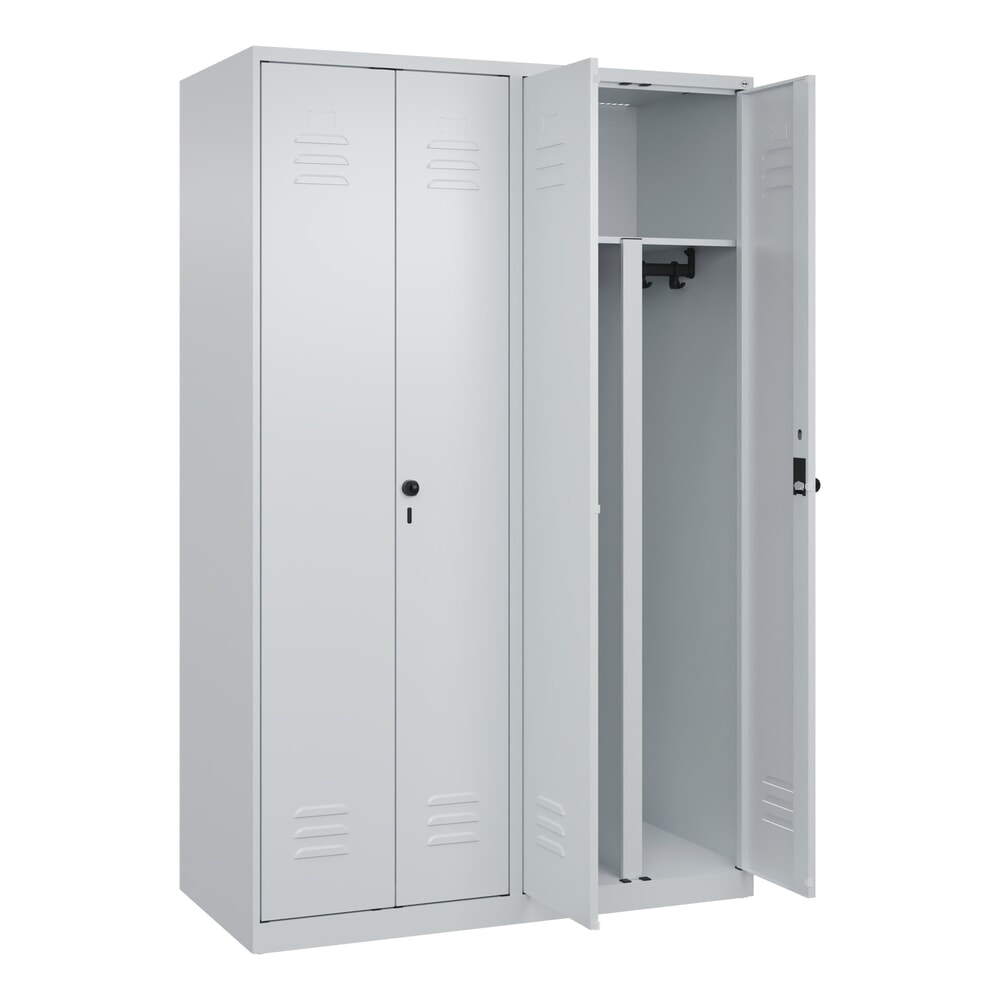 Produktabbildung Nr. 1: C+P PSA Doppel-Spind Classic PLUS, 4 Abteile, HxBxT 1.850 x 1.200 x 500 mm, lichtgrau, lichtgrau, für Vorhängeschloss