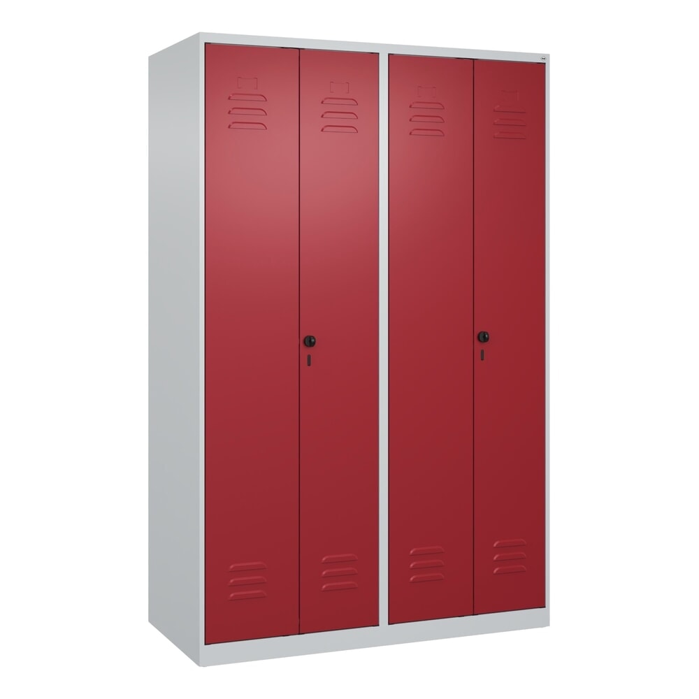 Produktabbildung Nr. 9: C+P PSA Doppel-Spind Classic PLUS, 4 Abteile, HxBxT 1.850 x 1.200 x 500 mm, lichtgrau, rubinrot, für Vorhängeschloss