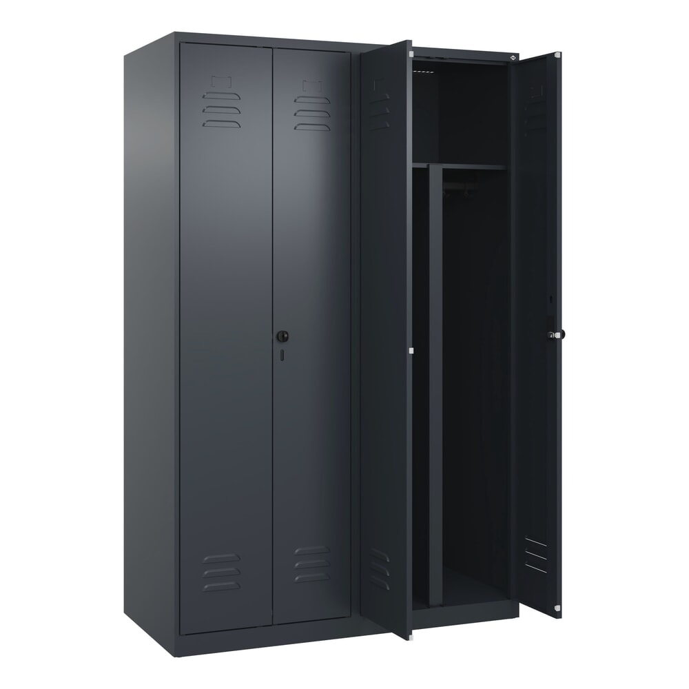 Produktabbildung Nr. 1: C+P PSA Doppel-Spind Classic PLUS, 4 Abteile, HxBxT 1.850 x 1.200 x 500 mm, anthrazitgrau, anthrazitgrau, für Vorhängeschloss